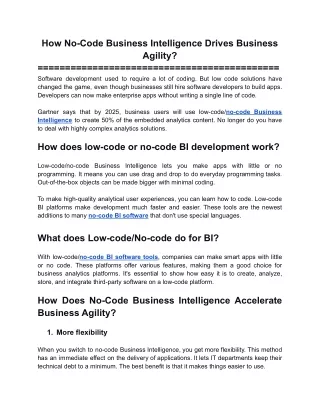 how no code business intelligence drives business