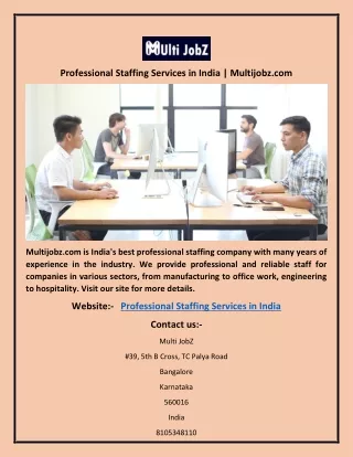 Professional Staffing Services in India | Multijobz.com
