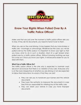 Know Your Rights When Pulled Over By A Traffic Police Officer