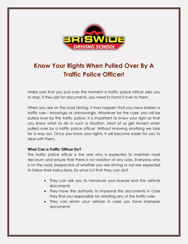 know your rights when pulled over by a traffic