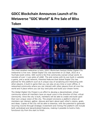 GDC Blockchain Metaverse