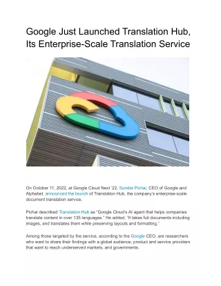 google just launched translation