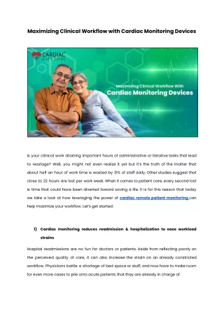 maximizing clinical workflow with cardiac