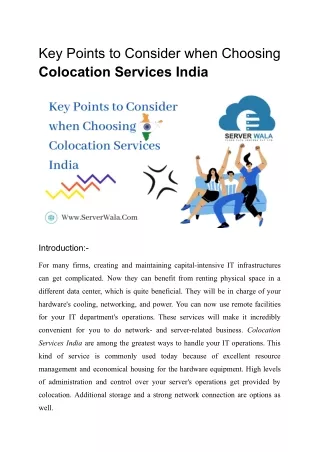 key points to consider when choosing colocation