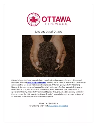Sand and gravel Ottawa | Ottawa firewood