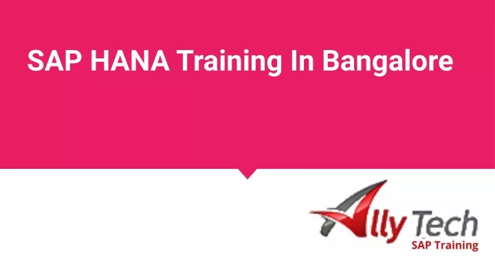 sap hana training in bangalore