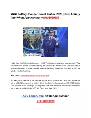 kbc lottery number check online 2023 kbc lottery
