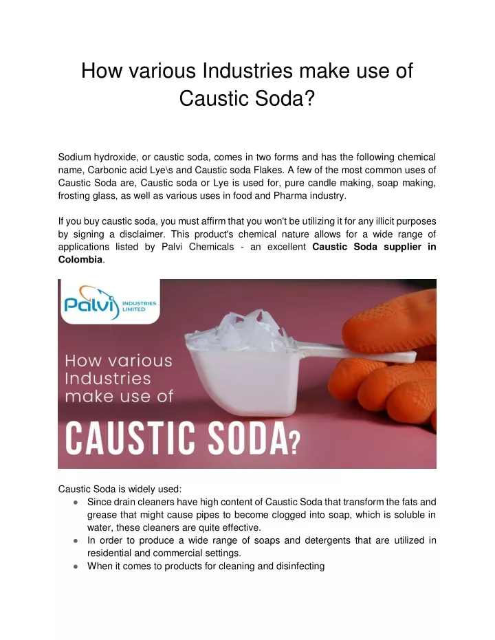 how various industries make use of caustic soda