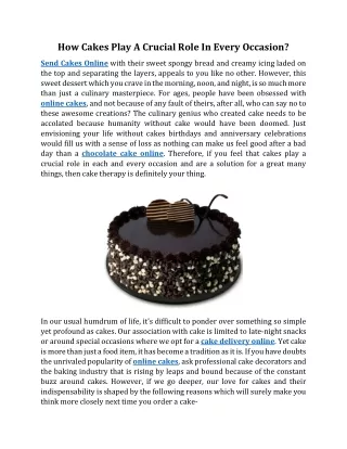 how cakes play a crucial role in every occasion