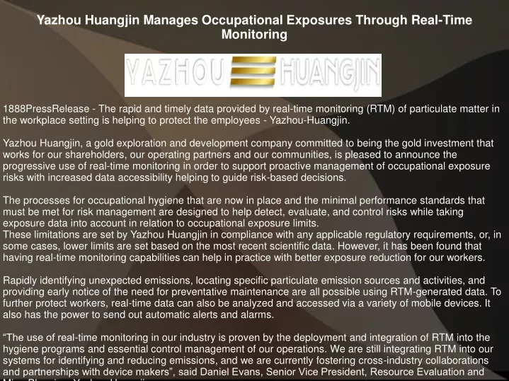 yazhou huangjin manages occupational exposures