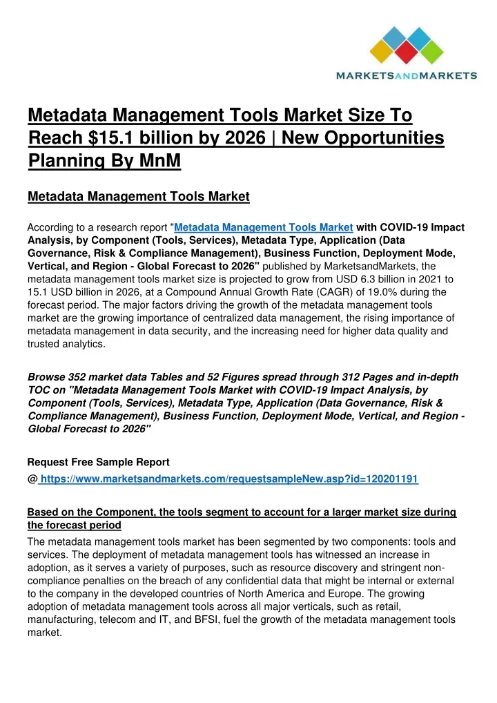 metadata management tools market size to reach