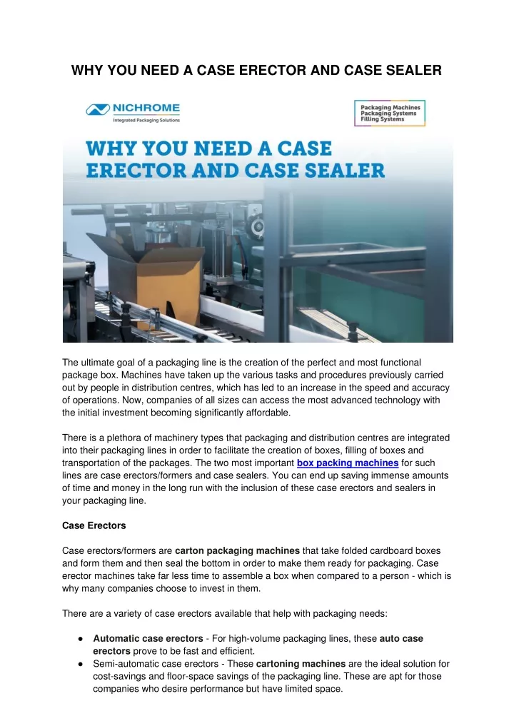 why you need a case erector and case sealer