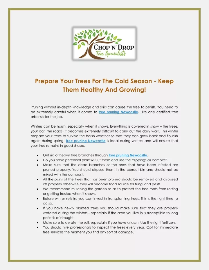 prepare your trees for the cold season keep them
