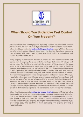 When Should You Undertake Pest Control On Your Property