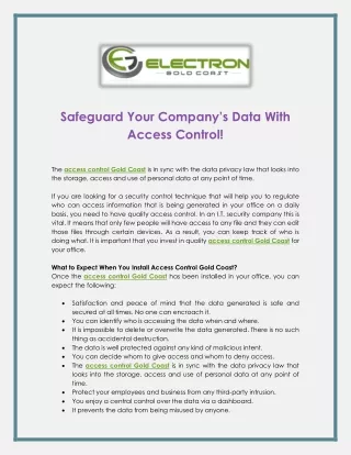 Safeguard Your Company’s Data With Access Control