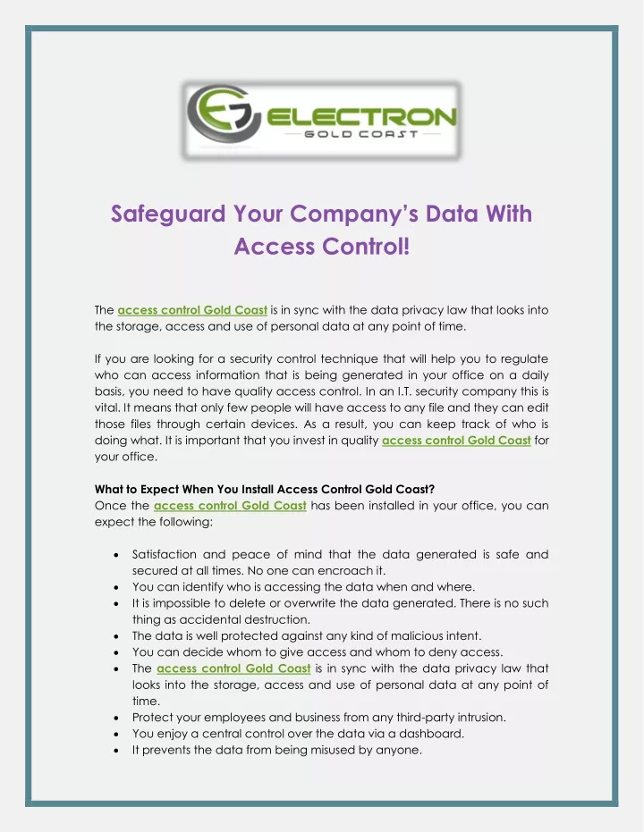 safeguard your company s data with access control