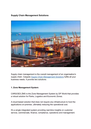 supply chain management solutions