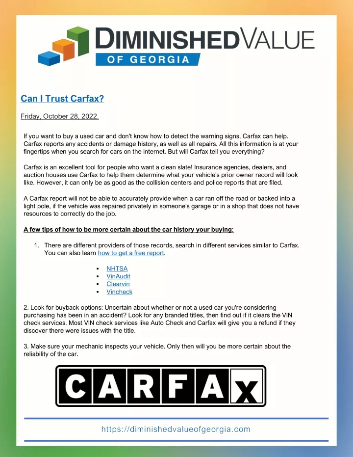 can i trust carfax