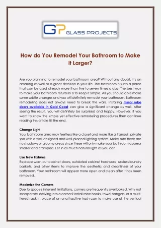 how do you remodel your bathroom to make it larger