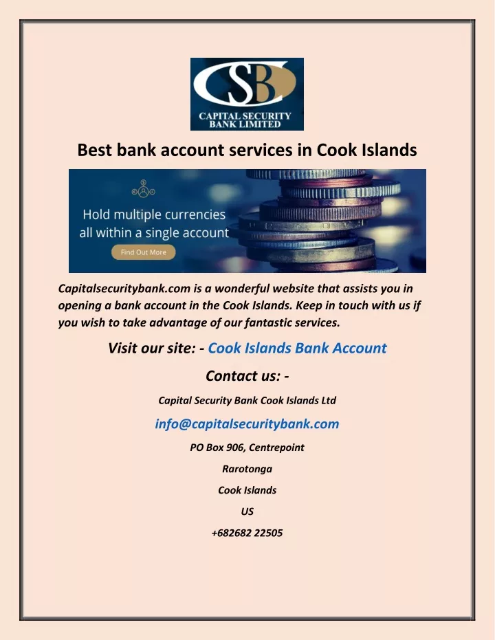 best bank account services in cook islands