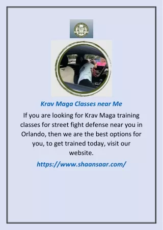Krav Maga Classes near Me | ShaanSaar.com
