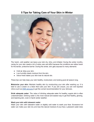 5 Tips for Taking Care of Your Skin in Winter - www.dmkskin.com.au