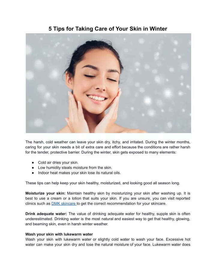 5 tips for taking care of your skin in winter