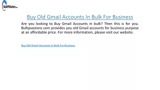 Buy Old Gmail Accounts In Bulk For Business Bulkpvastore.com