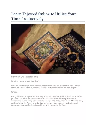 learn tajweed online to utilize your time