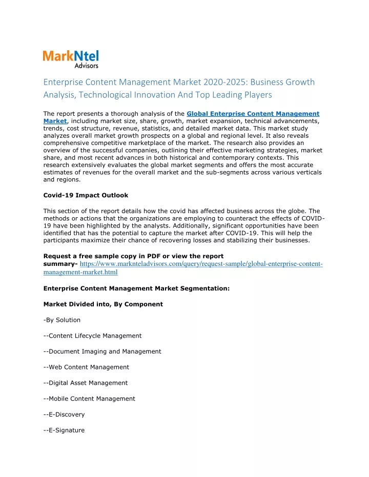 enterprise content management market 2020 2025