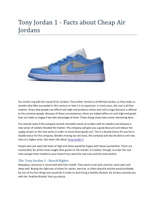 Tony Jordan 1 - Facts About Cheap Air Jordans