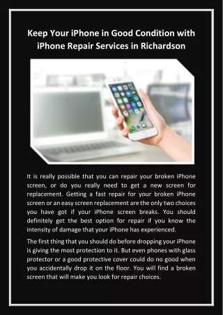 Keep Your iPhone in Good Condition with iPhone Repair Services in Richardson