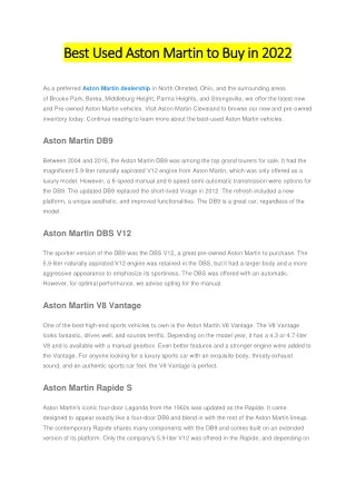 best used aston martin to buy in best used aston