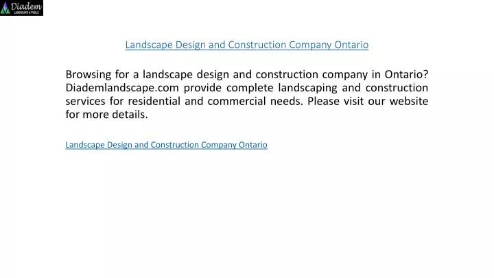 landscape design and construction company ontario