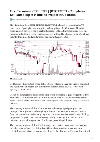 first tellurium cse ftel otc fsttf completes soil