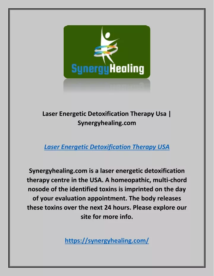 laser energetic detoxification therapy