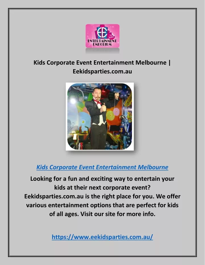kids corporate event entertainment melbourne