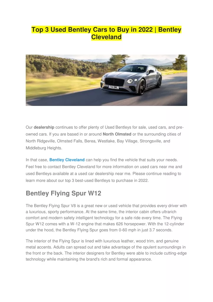 top 3 used bentley cars to buy in 2022 bentley