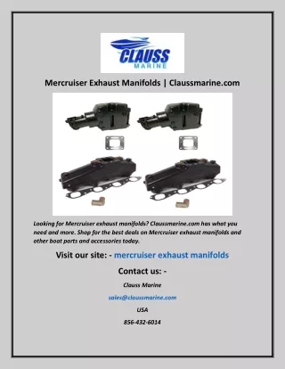 Mercruiser Exhaust Manifolds  Claussmarine com
