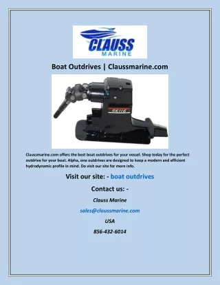 Boat Outdrives  Claussmarine com