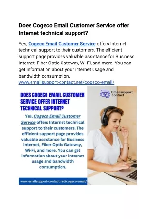 Does Cogeco Email Customer Service offer Internet technical support