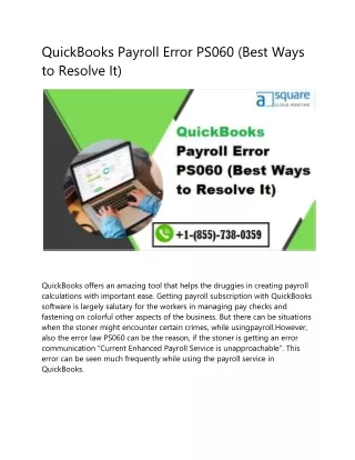 QuickBooks Payroll Error PS060 (Best Ways to Resolve It)