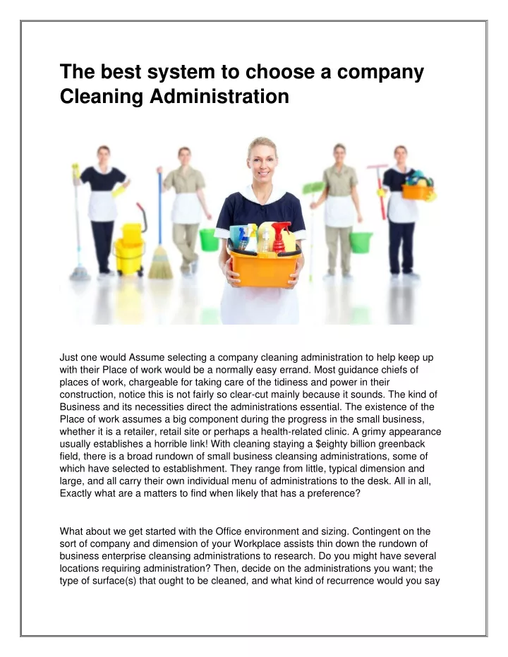 the best system to choose a company cleaning