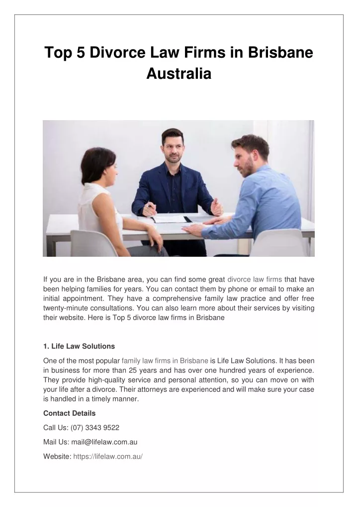 top 5 divorce law firms in brisbane australia