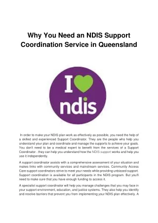 why you need an ndis support coordination service