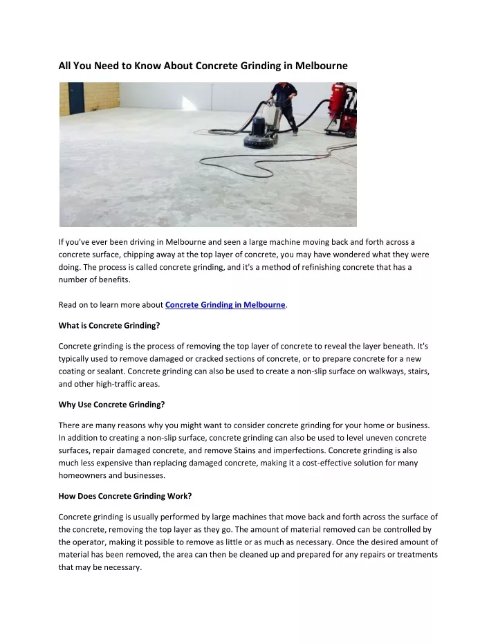 all you need to know about concrete grinding