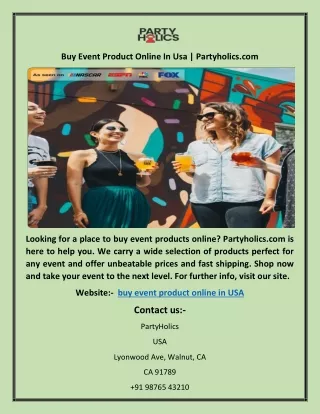 Buy Event Product Online In Usa | Partyholics.com