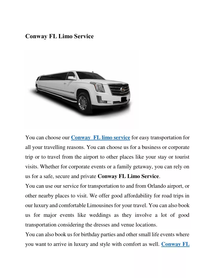 conway fl limo service