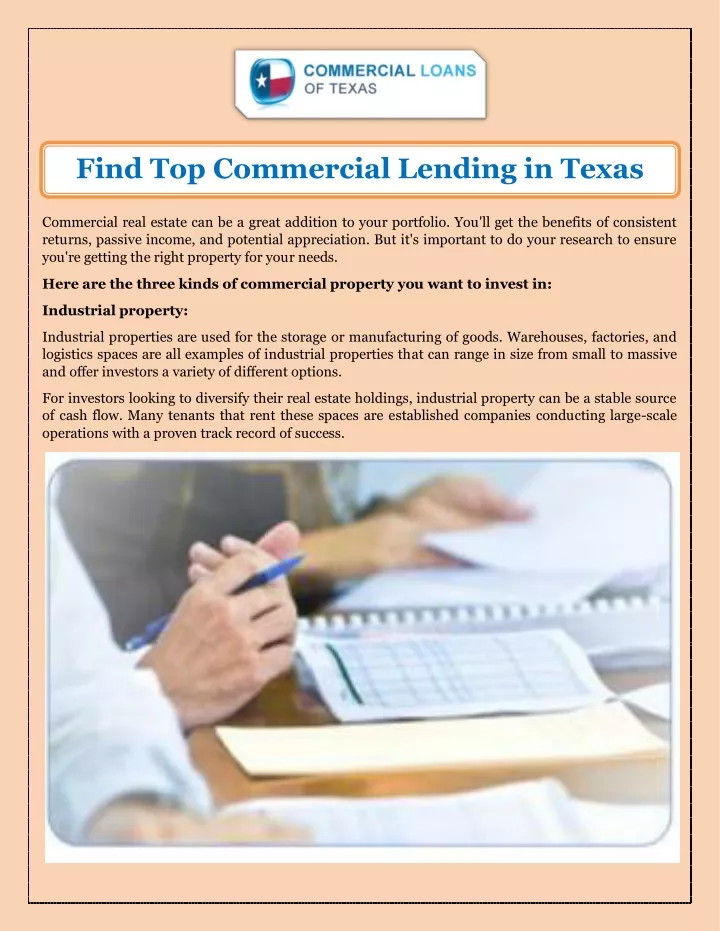 find top commercial lending in texas
