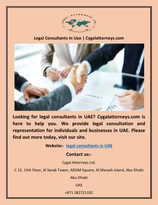 Legal Consultants In Uae | Cygalattorneys.com